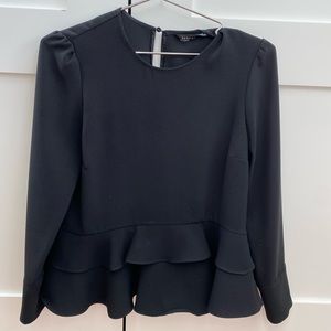 Black blouse with back button detail
